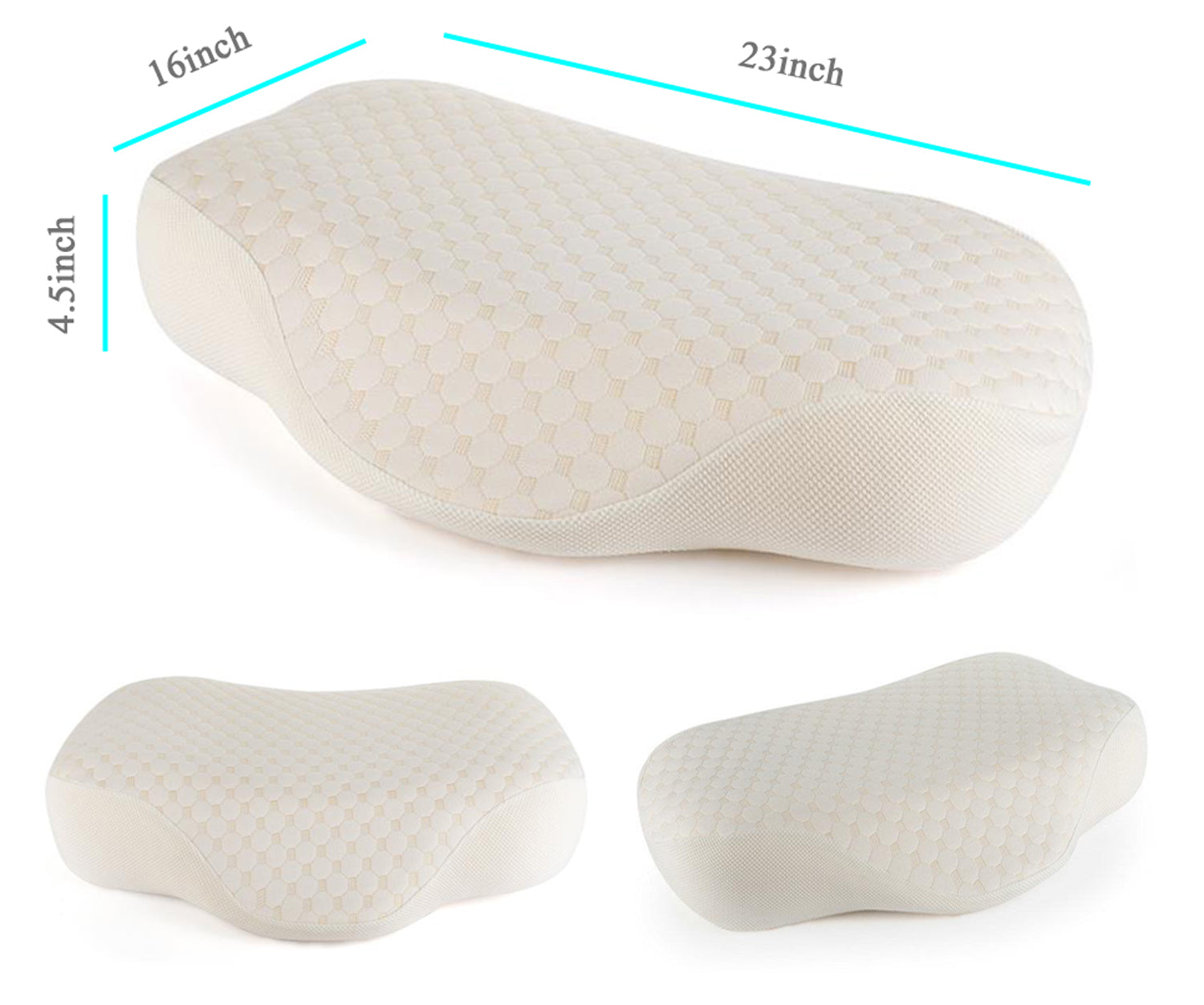 Tektrum Ergonomic Cervical Memory Foam Pillow, Contour Pillow for Neck and Shoulder Pain, Orthopedic Sleeping Pillow, Hypoallergenic Pillowcase for Side/Back/Stomach Sleepers - Queen Size (TD-P-053)