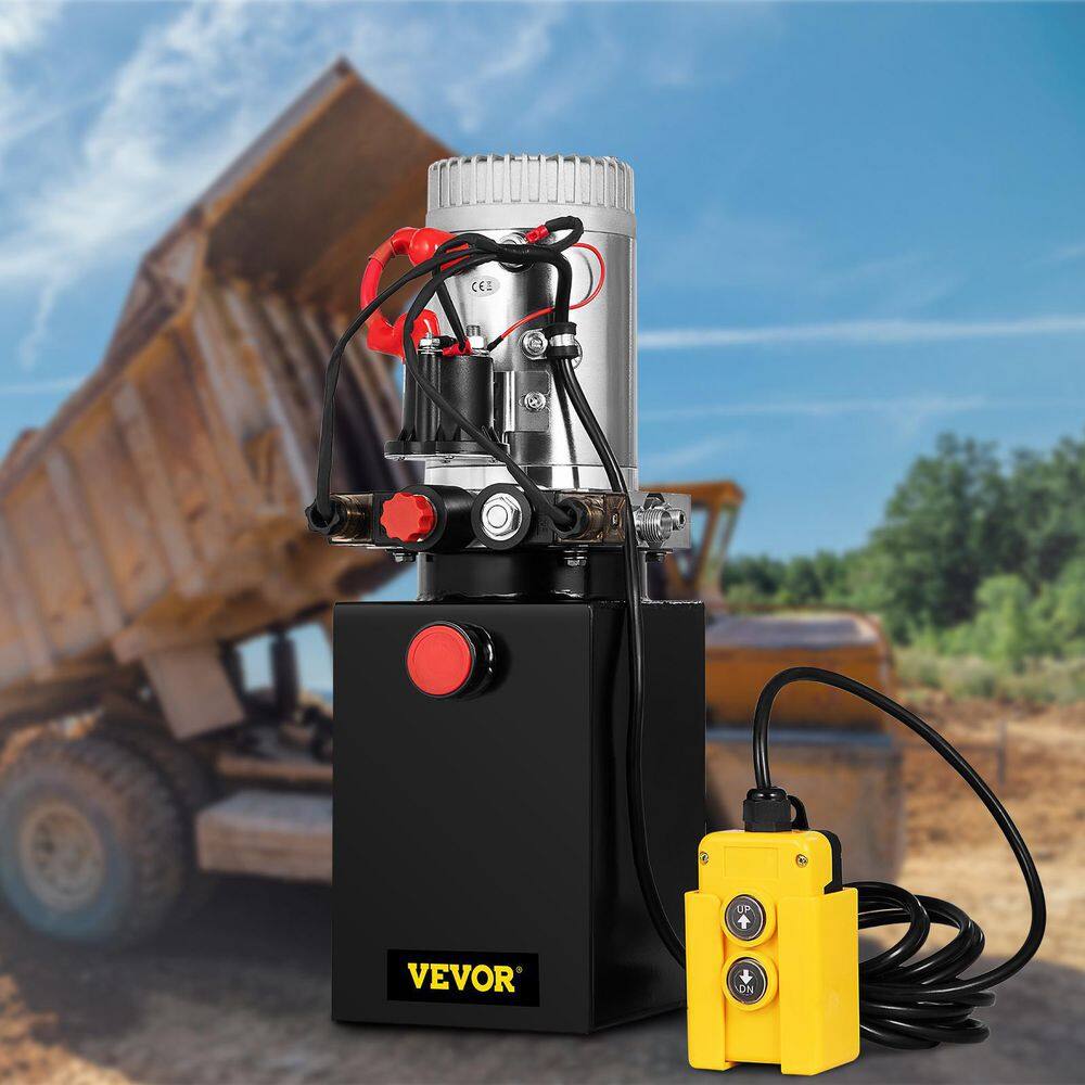 VEVOR 12-Volt DC 8 qt. Hydraulic Power Unit Hydraulic Pump Double Acting Hydraulic Power with Metal Oil Reservoir for Car Lift 8LCZYYBTXSZY00001V0