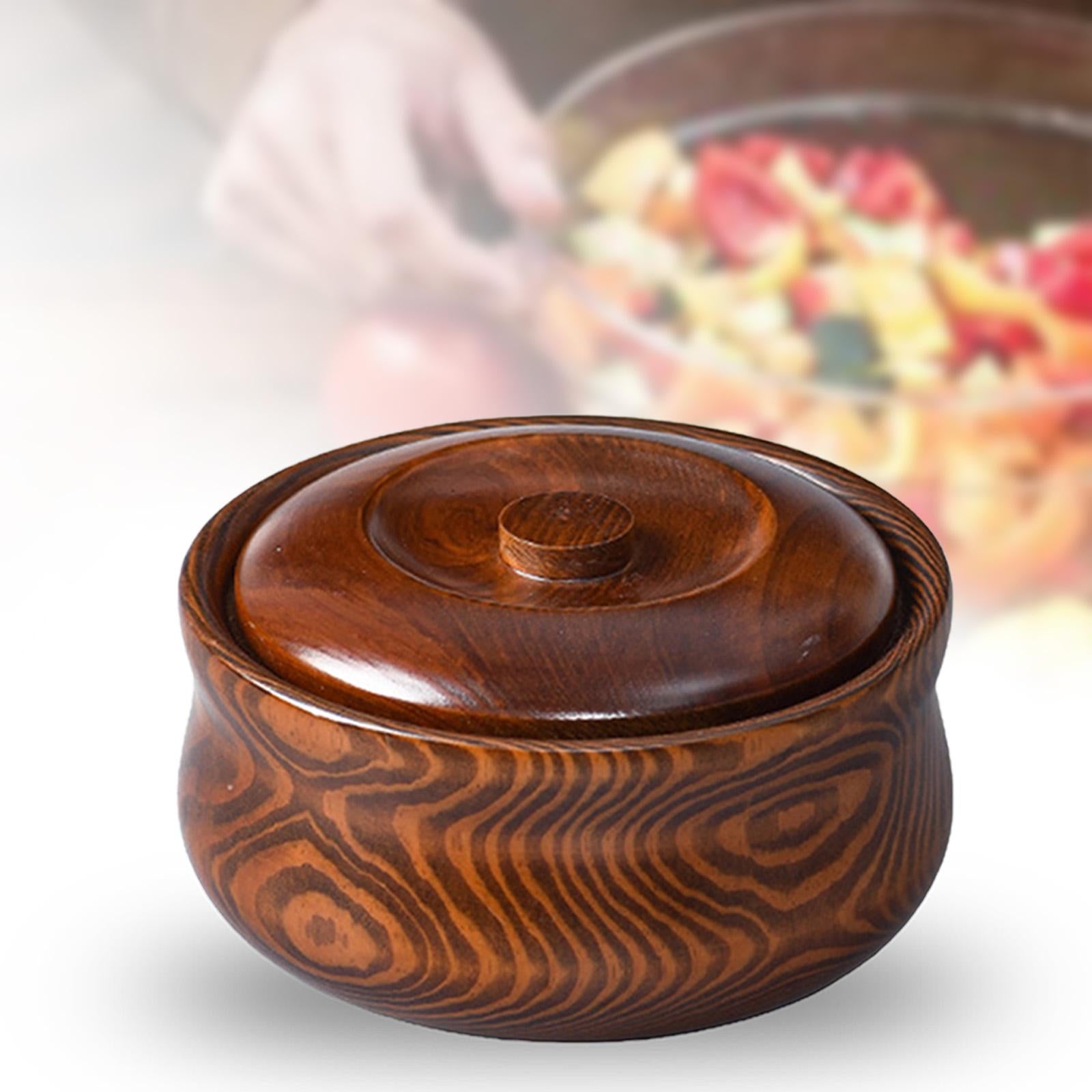 Wooden Bowl Serving Bowl Storage Decorative for Soup for Kitchen Multipurpose Round Bowl Wooden Ramen Bowl Home Decoration Wooden Salad Bowl 16cmx7.5cm