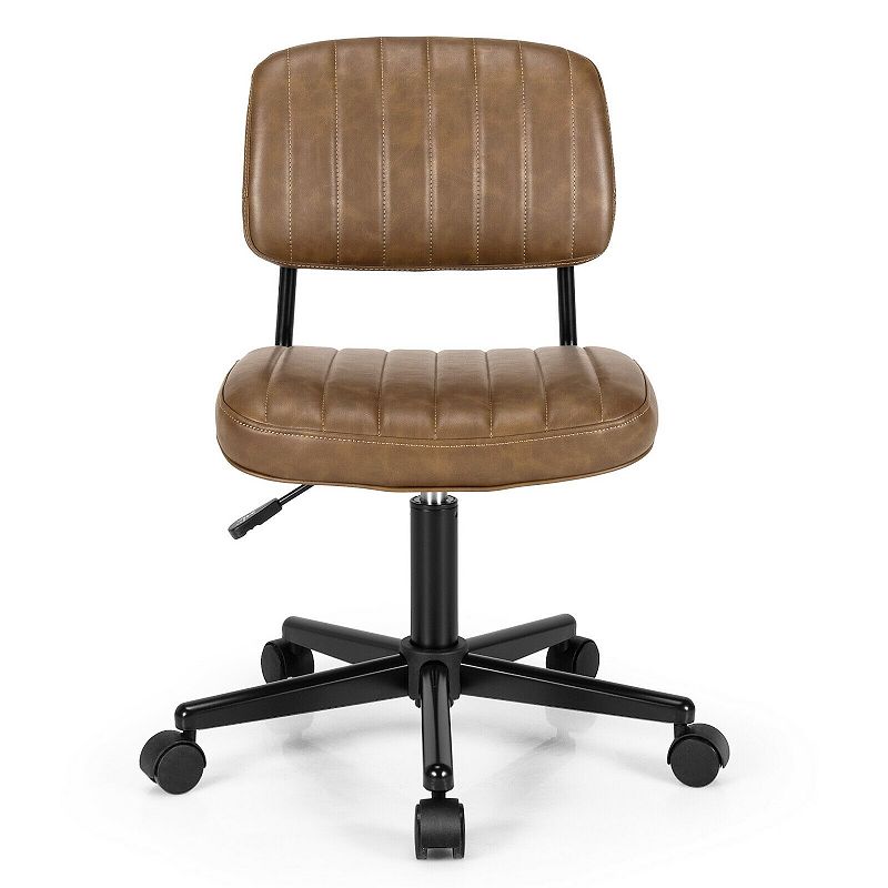 PU Leather Adjustable Office Chair  Swivel Task Chair with Backrest