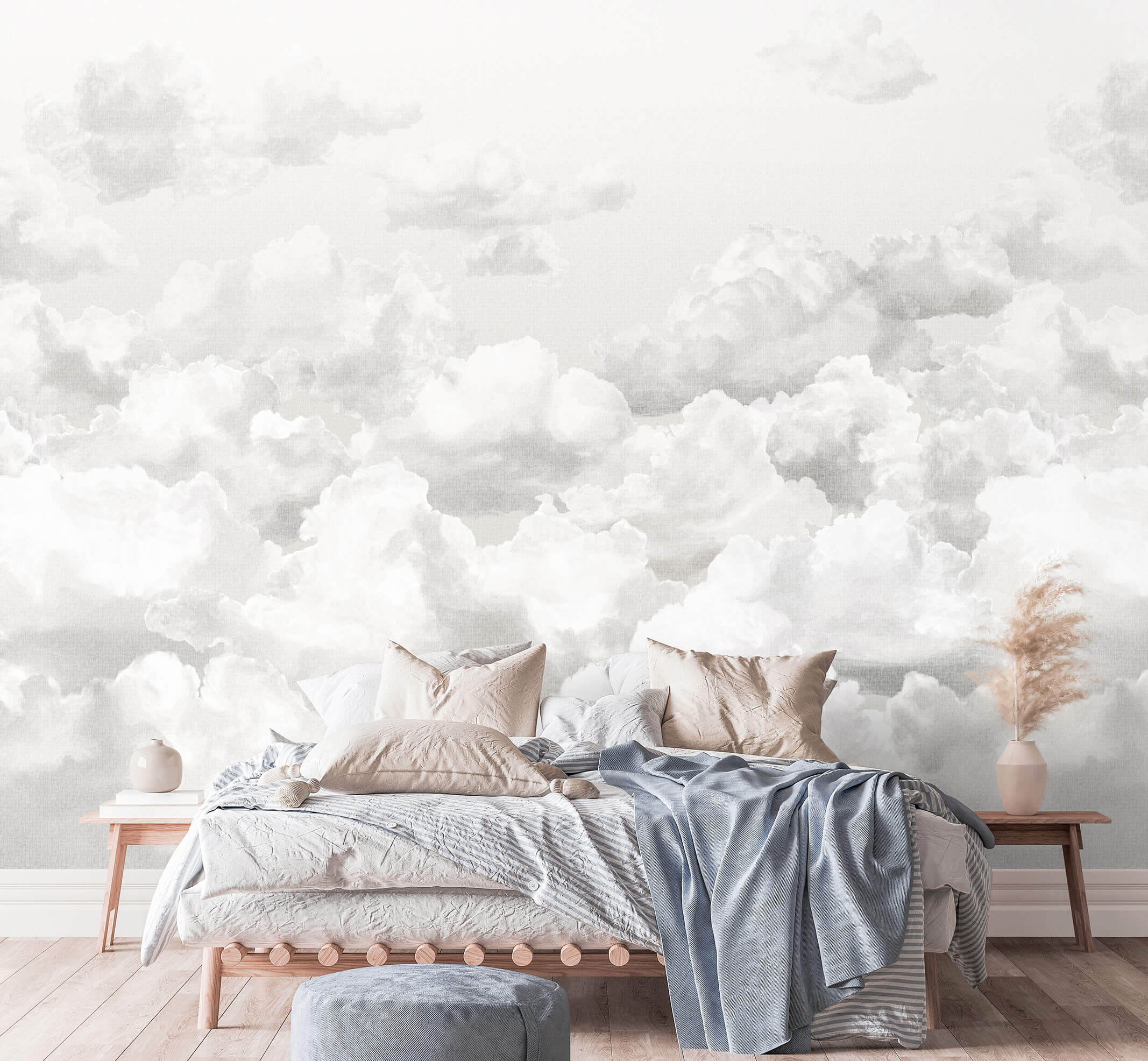 Clouds Stone Grey Wall Mural from the Crafted Collection