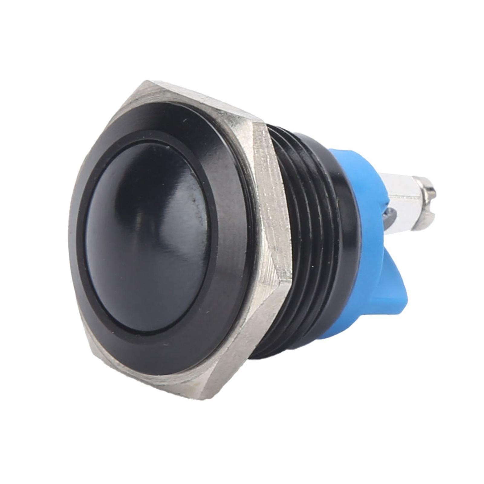 Metal Push Button Switch Ball Full Oxidation Self-Reset Jog Screw Foot Power Control 16mm 220vBlack