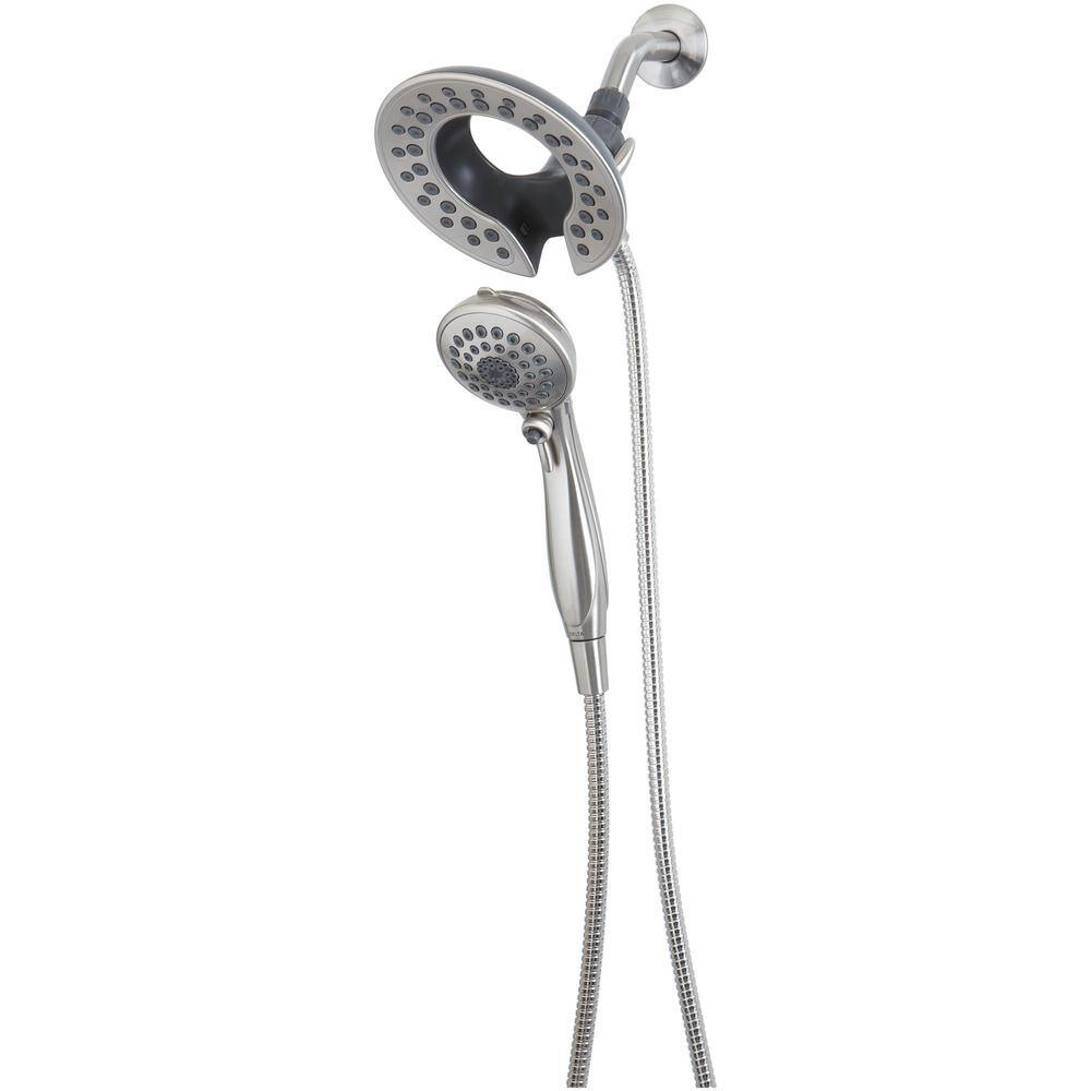 Delta In2ition 5-Spray Patterns 1.75 GPM 6.81 in. Wall Mount Dual Shower Heads in Spotshield Brushed Nickel 75583CSN