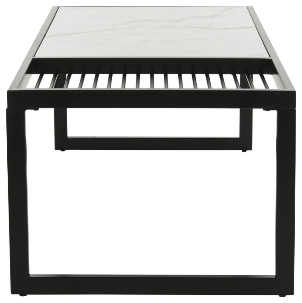 Rico Coffee Table  White Marble/Black   Transitional   Coffee Tables   by Rustic Home Furniture Deco  Houzz