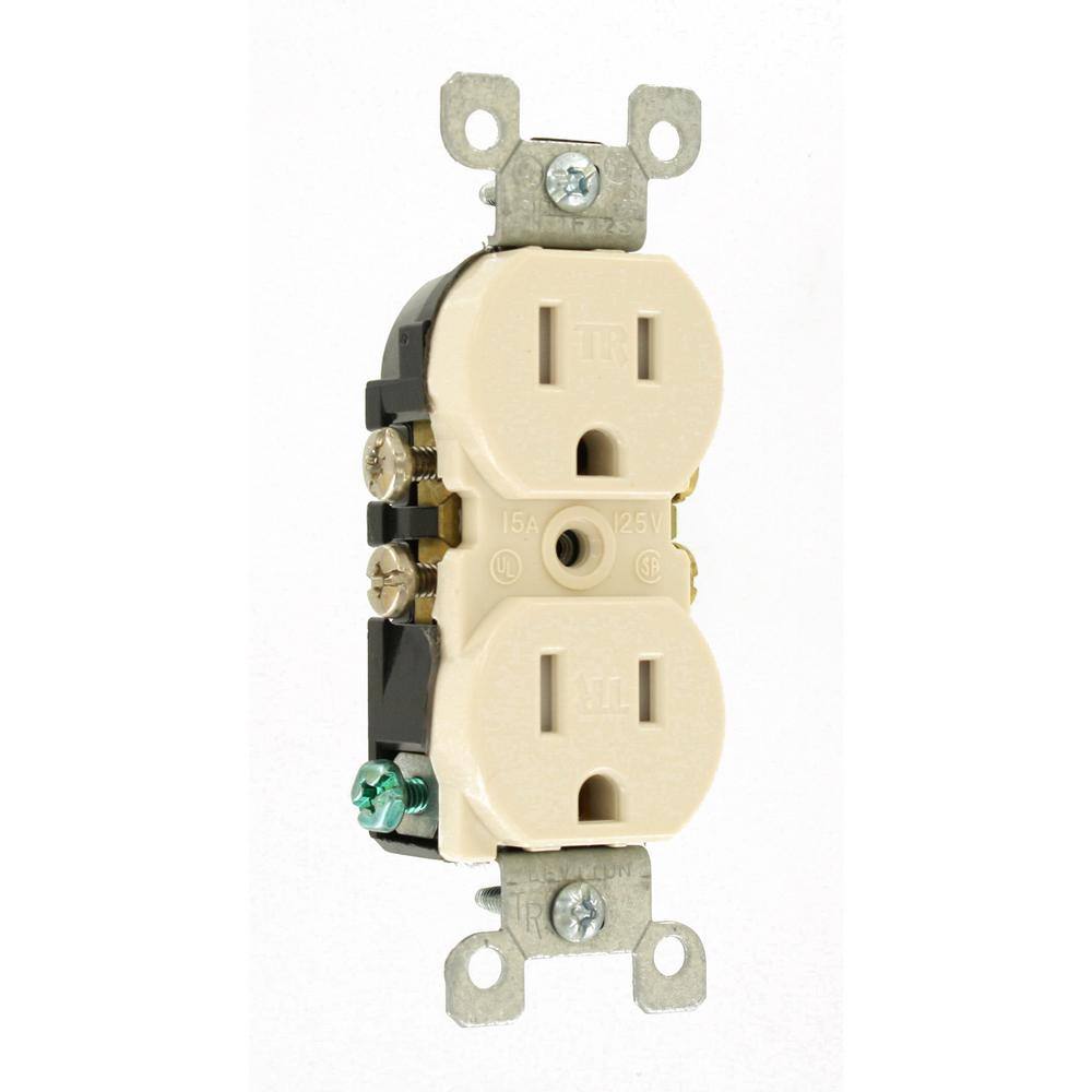 Leviton 15 Amp Tamper Resistant Duplex Outlet Light Almond T5320-T