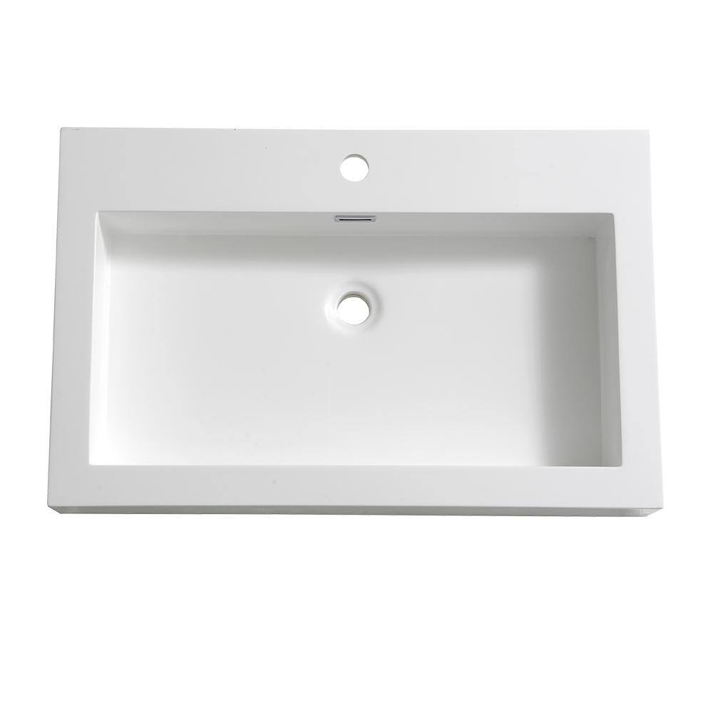 Fresca Livello 30 in. Drop-In Acrylic Bathroom Sink in White with Integrated Bowl FVS8030WH