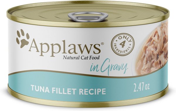 Applaws Tuna Fillet in Gravy Limited Ingredient Canned Wet Cat Food， 2.47-oz can， case of 24