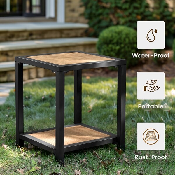 Outdoor Patio 2Tier Small Square Side Table