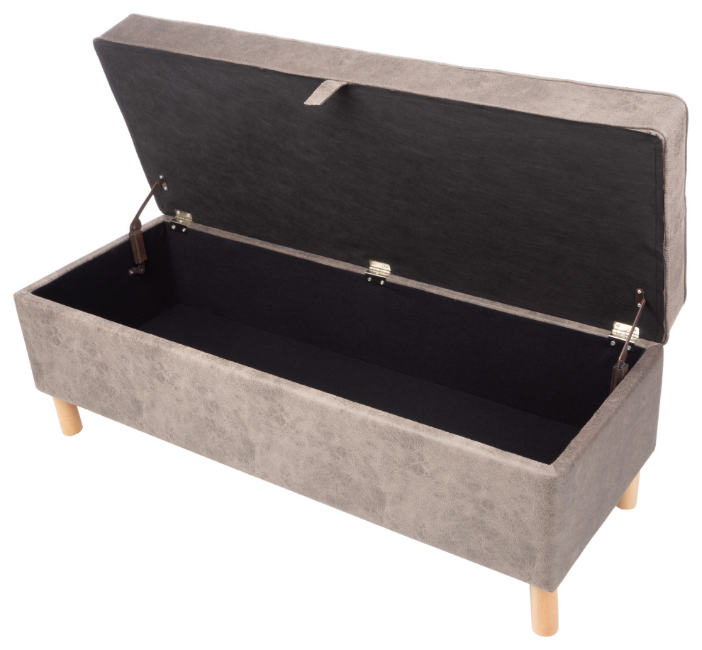 Suede Upholstered Footrest   Midcentury   Footstools And Ottomans   by Trademark Global  Houzz