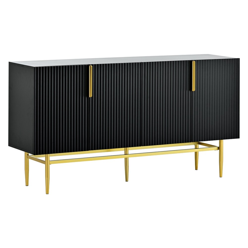 4 door Sideboard Gold Metal Handle Buffet Cabinet for Dining Room