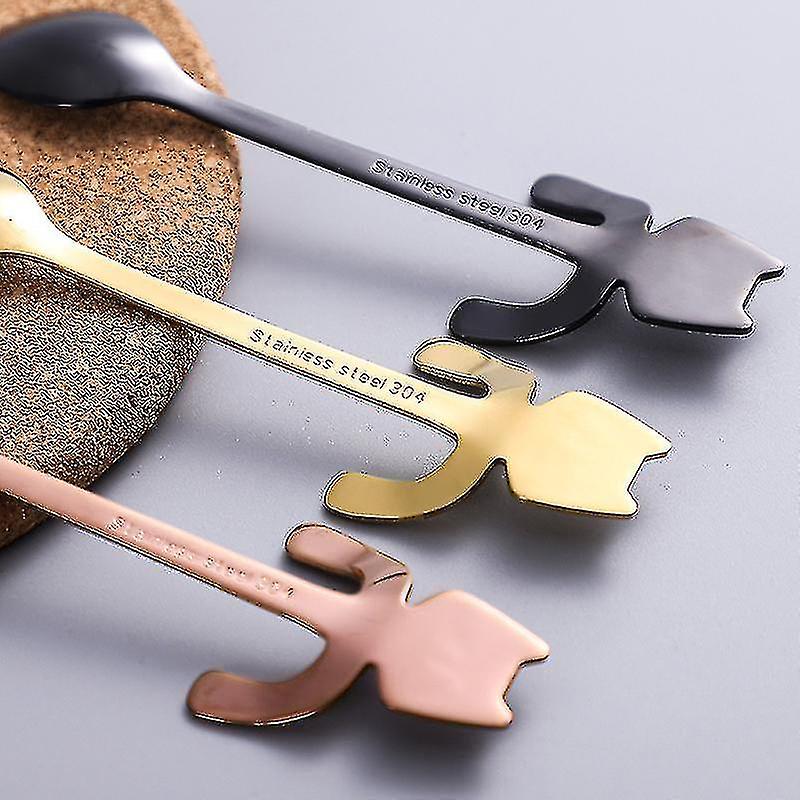 Stainless Steel Coffee Spoon Lovely Cute Cat Shape Teaspoon Dessert Snack Scoop Ice Cream Mini Spoons Tableware Kitchen Tools