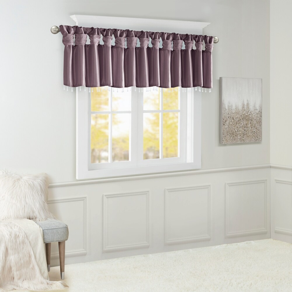 Madison Park Natalie Lightweight Faux Silk Valance with Beads   50x26\