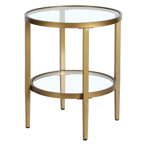 Hera 19.63'' Wide Round Side Table with Clear Glass Shelf