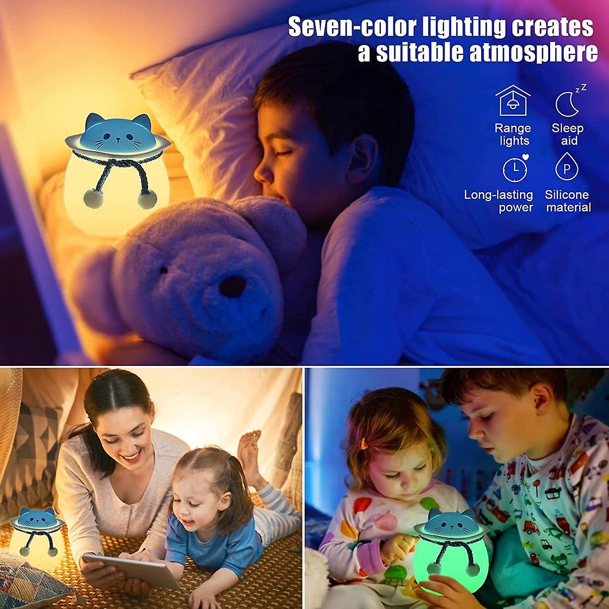 Night Light For Kids Led Portable Baby Nights Lamp Usb Rechargeable Dimmable Nightlight Cute Cat Gifts For Girls Children Bedroom/room Decor