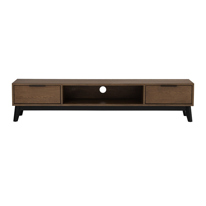 MALTON Entertainment TV Unit 180cm - Walnut & Black