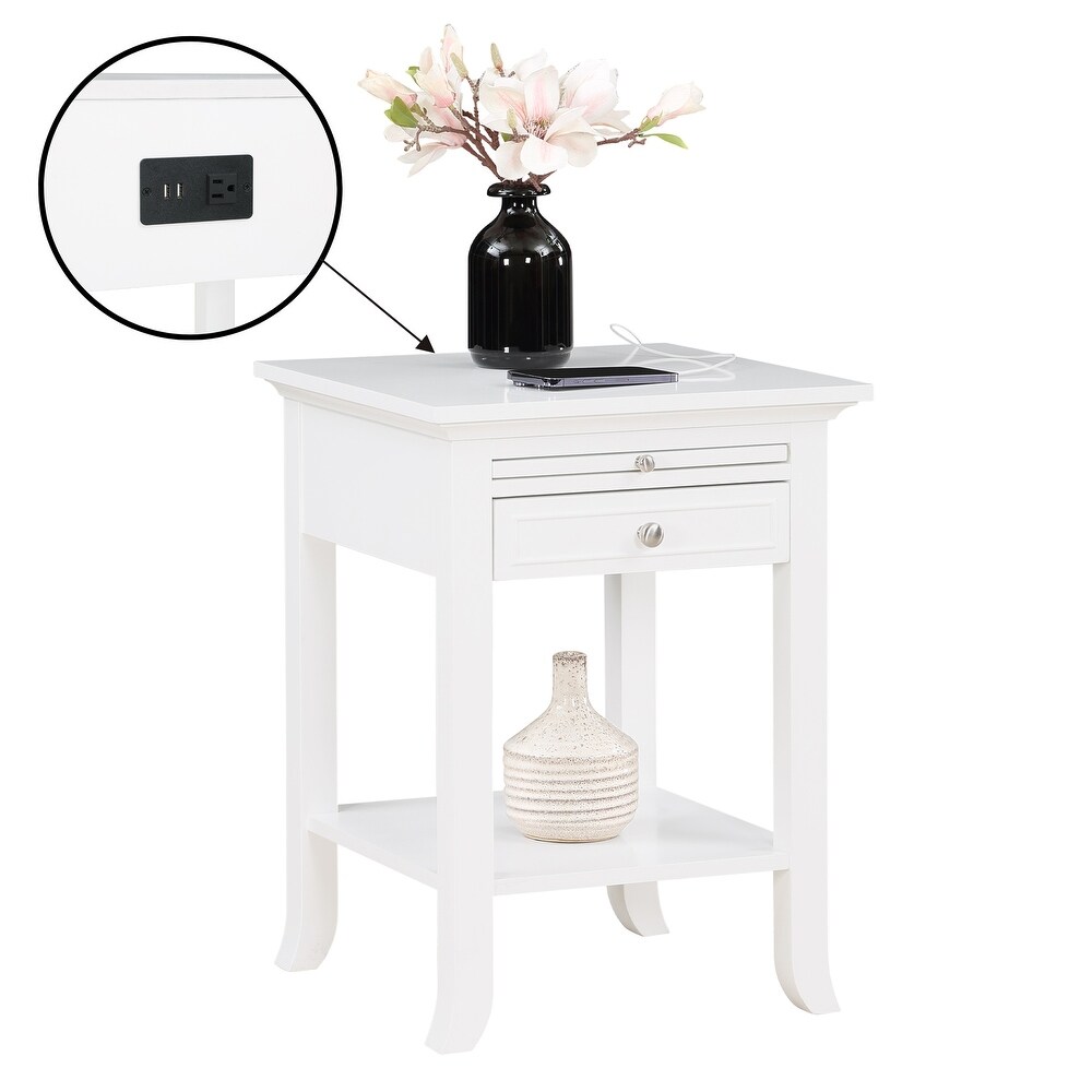 American Heritage Logan 1 Drawer End Table with Charging Station and Pull Out Shelf