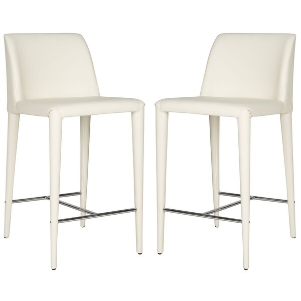 SAFAVIEH Mid-Century 26-inch Garretson White Counter Stool (Set of 2) - 22.6