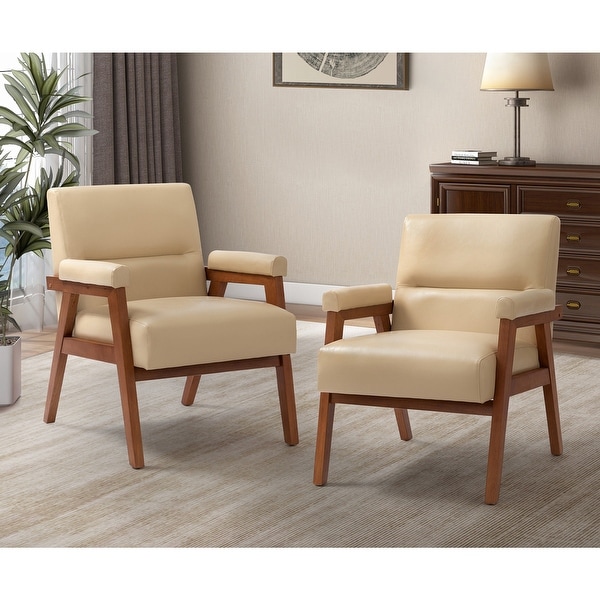 Philipp Modern Leather Armchair with Tufted Design Set Of 2 by HULALA HOME