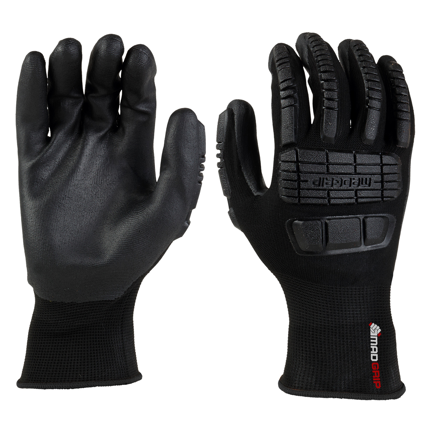 MadGrip Ergo Impact Unisex Coated Work Gloves Black M 1 pair