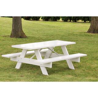 Dura-Trel 6 ft. White Vinyl Patio Picnic Table 11114