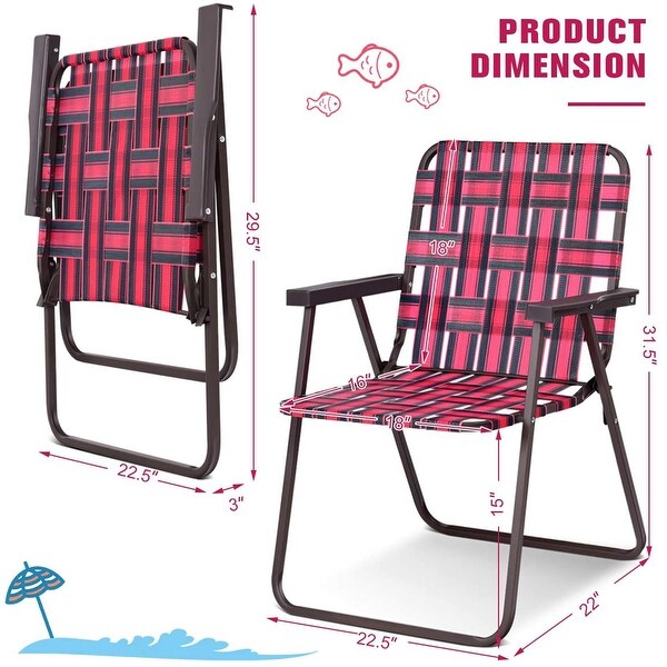 Gymax Set of 6 Patio Folding Web Chair Set Portable Beach Camping