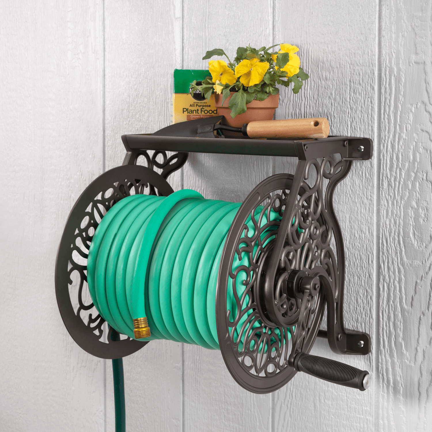 Liberty Garden LBG-704 125' Steel Decorative Garden Hose Wall Mounted Reel