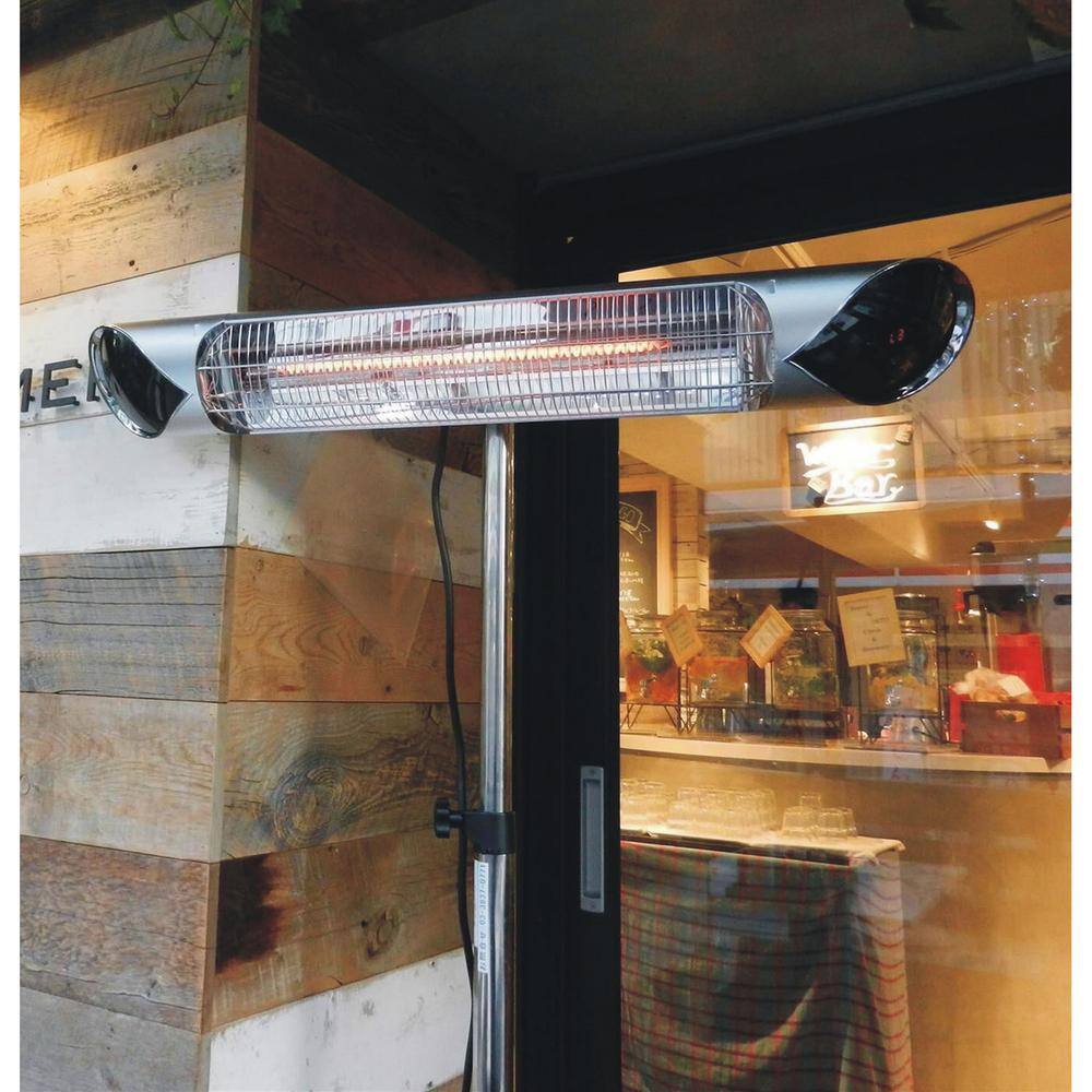 Hanover 35.4 in. 1500-Watt Infrared Electric Patio Heater with Remote Control in Silver HAN1051IC-SLV