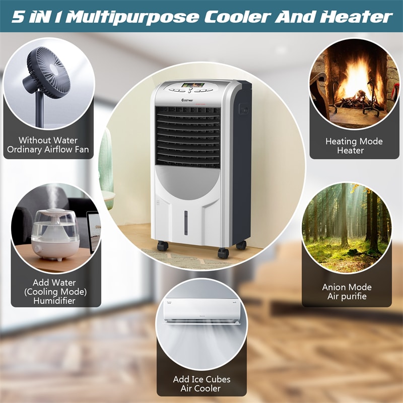 Canada Only - 5-in-1 Portable Air Cooler Fan with Heater and Humidifier Function