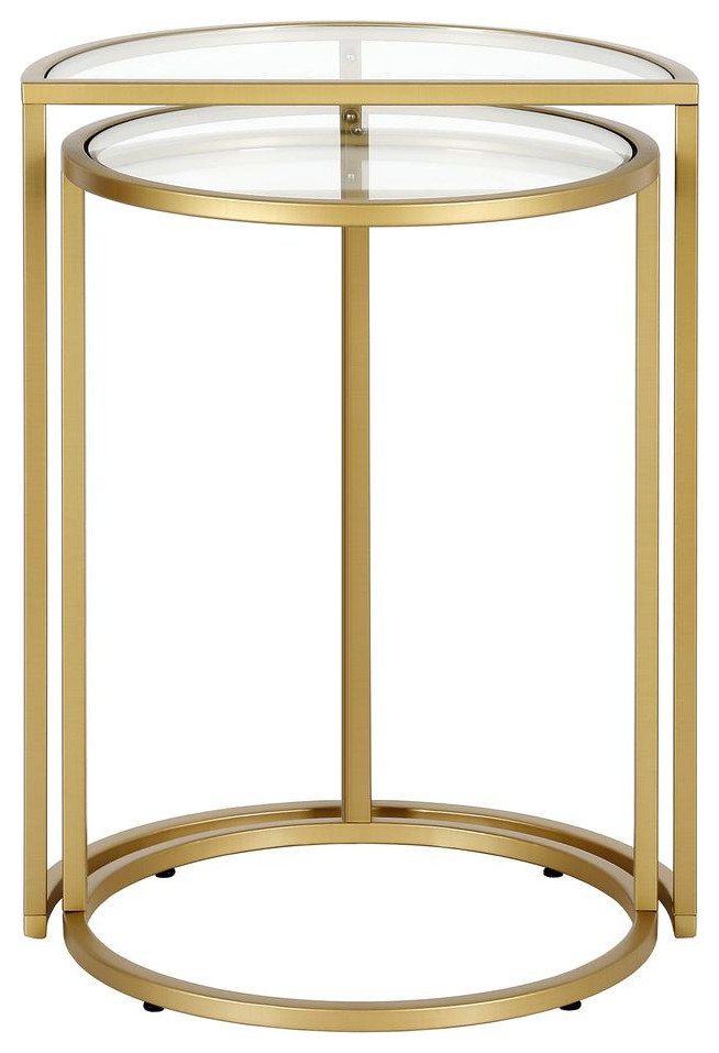 Luna Round  ampDemilune Nested Side Table in Brass   Contemporary   Accent Chests And Cabinets   by BisonOffice  Houzz