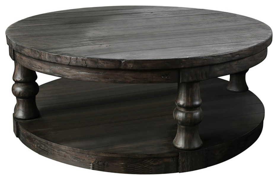 Furniture of America Joss Rustic Wood Round Coffee Table in Antique Gray   Rustic   Coffee Tables   by Homesquare  Houzz