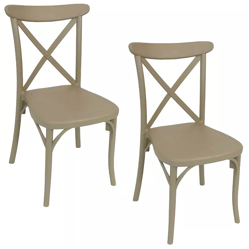 Sunnydaze Bellemead Plastic Patio Dining Chair - Coffee - Set of 2