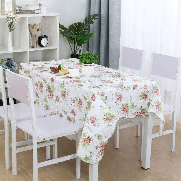 Rectangle Vinyl Water Oil Resistant Printed Tablecloths Pink Rose Piccocasa