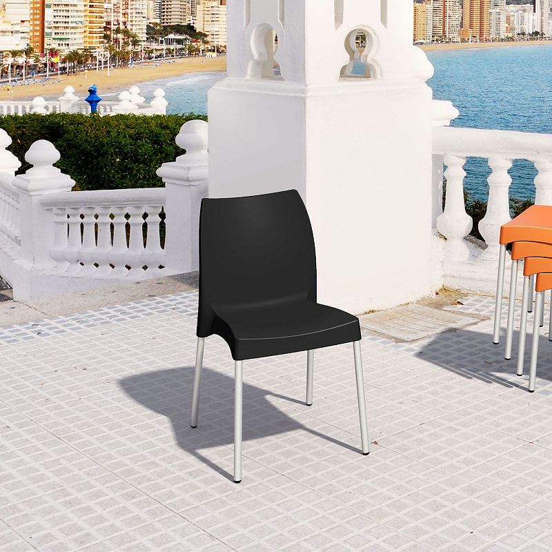 31.5 Black and White Stackable Outdoor Patio Armless Dining Chair