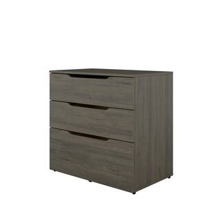 Nexera Arobas Bark Grey Decorative Lateral File Cabinet with 3-Drawers 600344