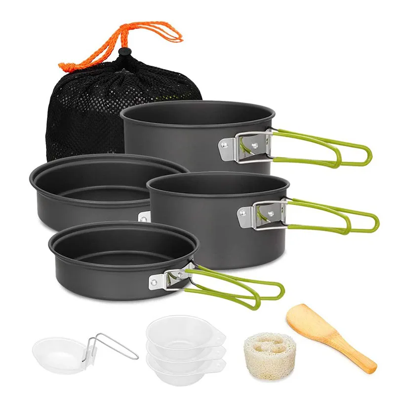 NPOT Camping Cookware Set Camping Gear Campfire Utensils Cooking Equipment Lightweight with Storage Bag for Outdoor Hiking