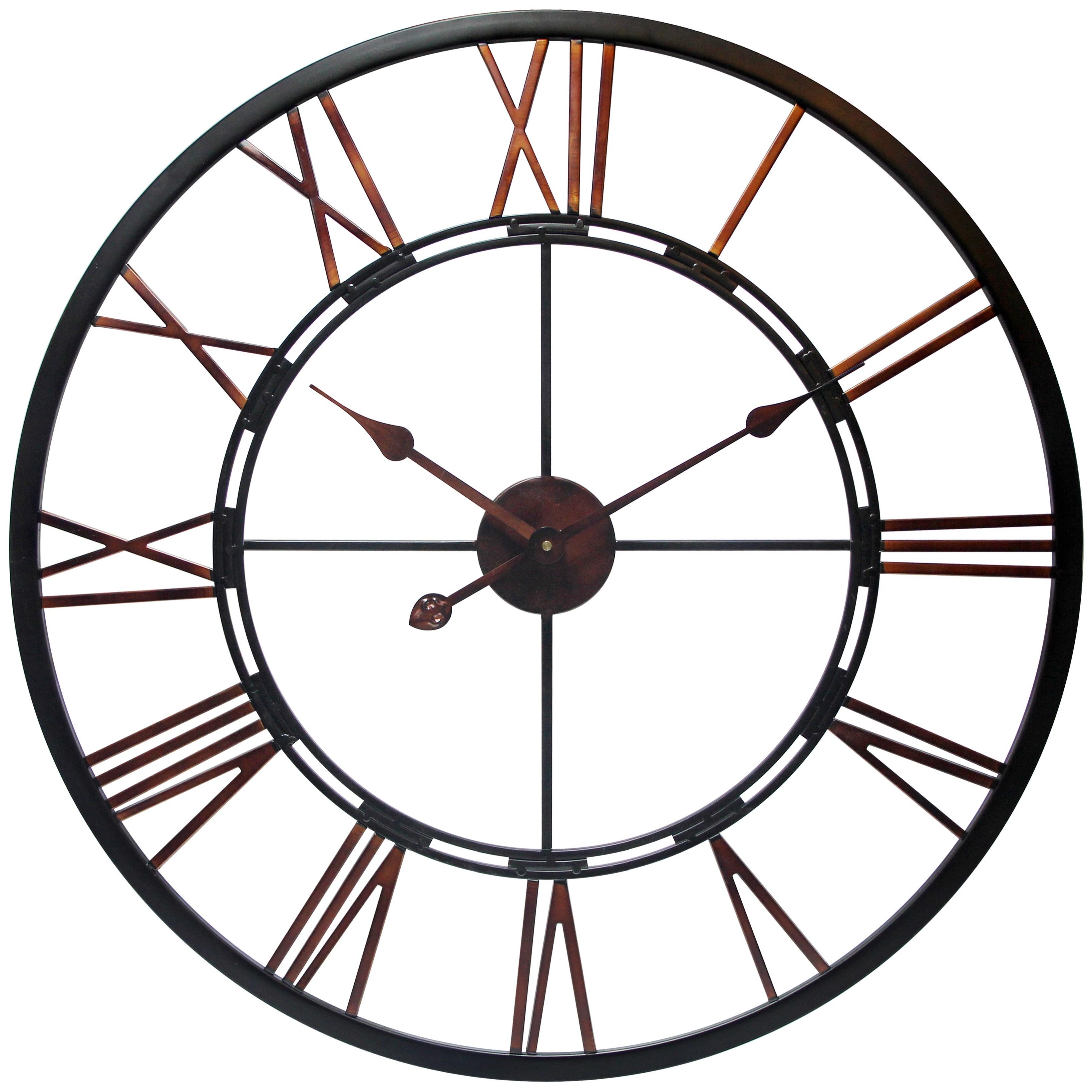 Metal Fusion Black and Bronze Large Open Face 28 inch Wall Clock by Infinity Instruments   28 x 1.5 x 28