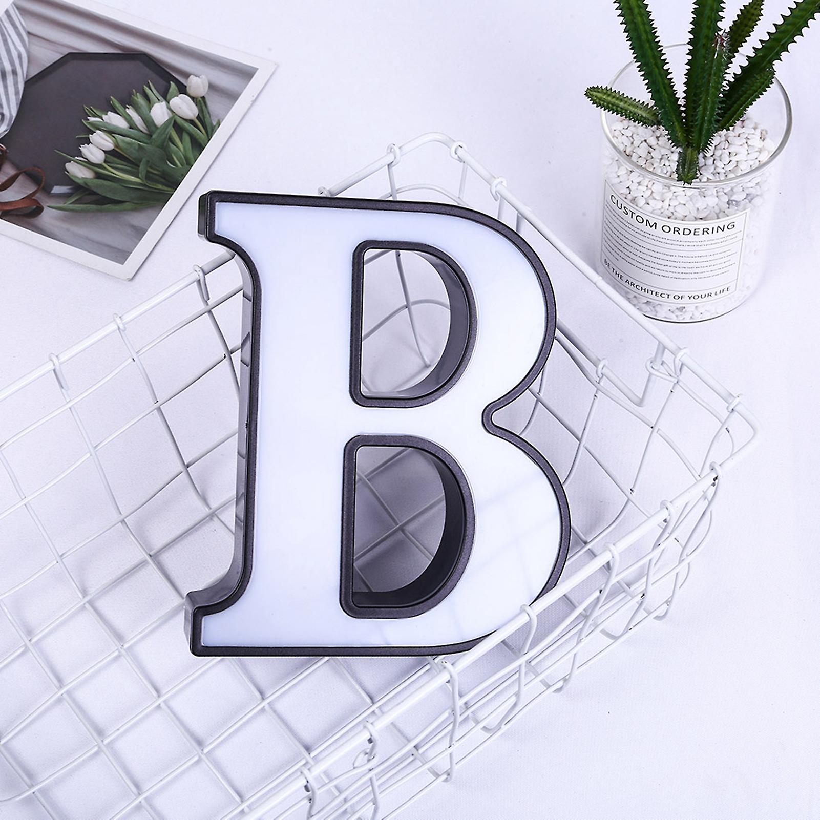 Plastic LED 26 English Alphabet Night Lamp Letter Shape Decoration Light for Birthday Propose ConfessionB White Light