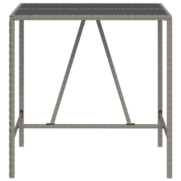 vidaXL Bar Table with Glass Top multisize and color Poly Rattan