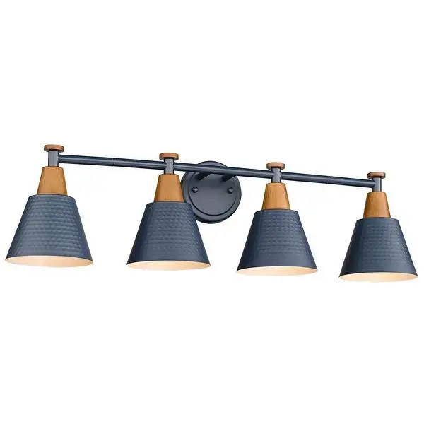 4-Lights Bathroom Vanity Light, Modern Wall Mounted Lamp, Hammered Metal Shade