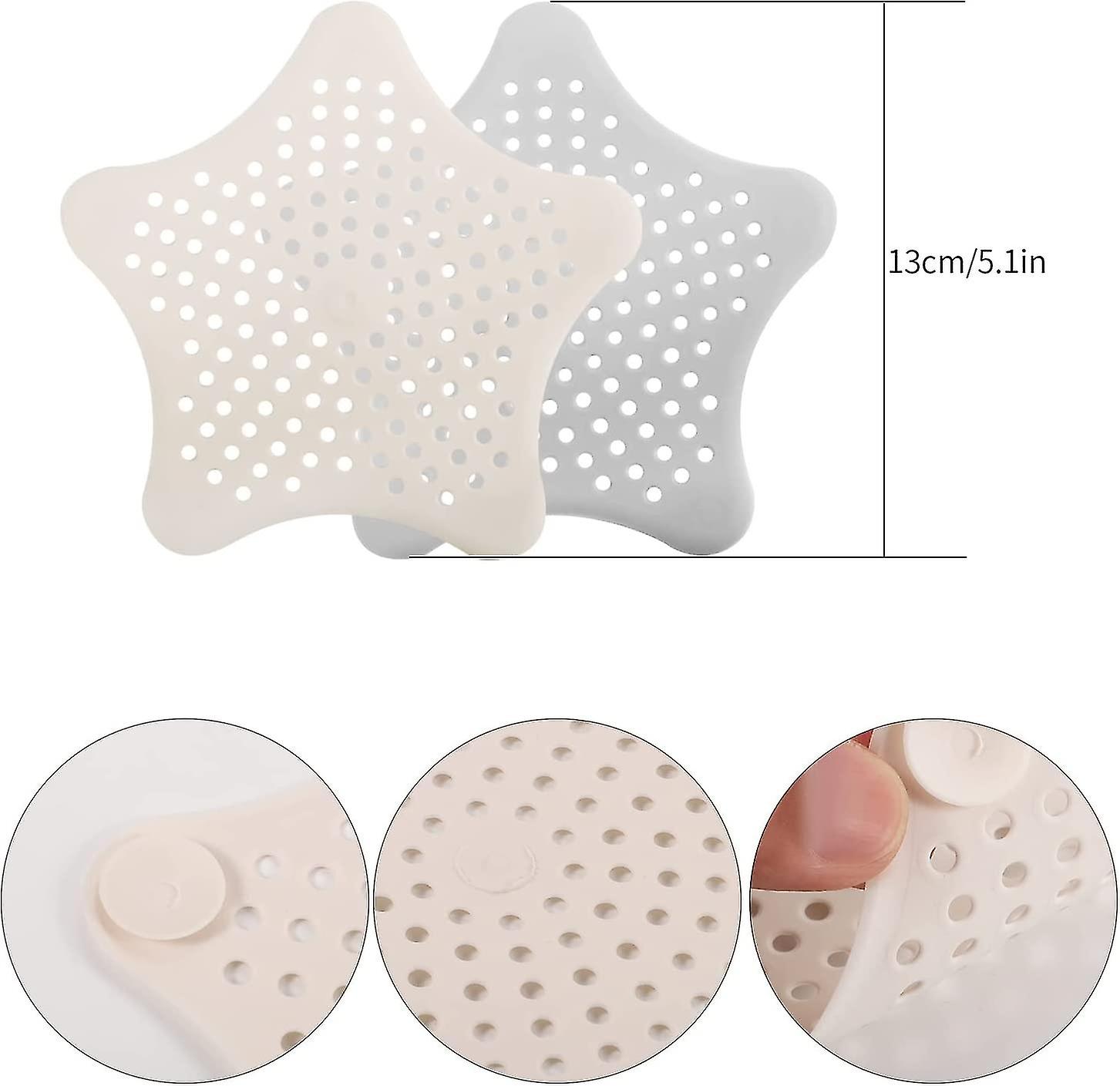 Other Sink Accessory Set Of 2 Silicone Sink Strainers， Non-slip Star For Tub， Filter， Hair Catcher， Shower， Kitchen， Bathroom， Fruit Bark Hair Accesso