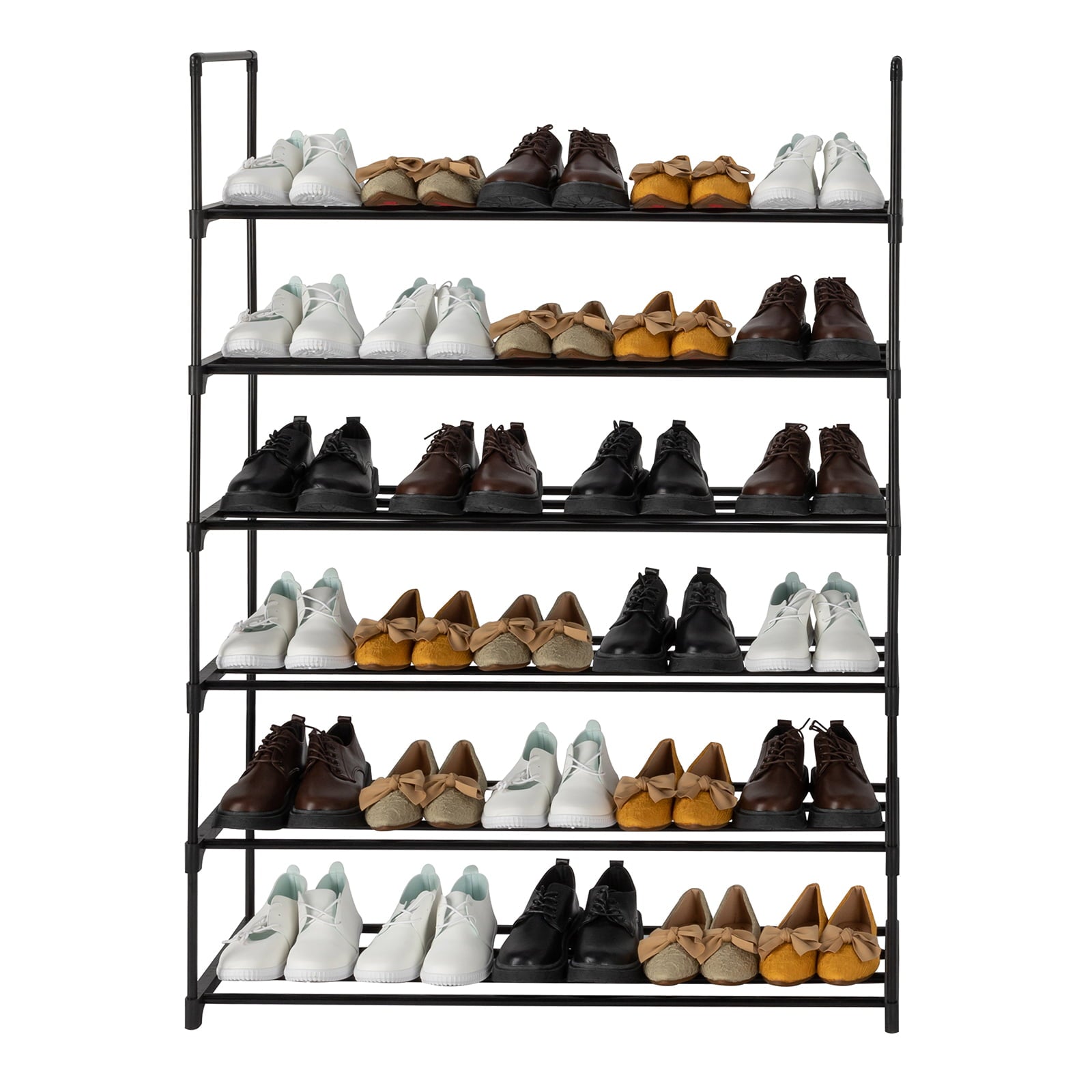 Ktaxon 6-Tier Metal Sturdy Shoe Rack Shelf Shoe Tower Stand 30- Pairs Shoe Storage Cabinet Organizer for Closet Entryway Bedroom Living Room Home, Black Finish