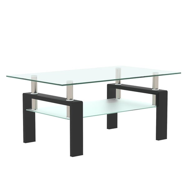 Modern Metal Frame Tempered Glass Coffee Table