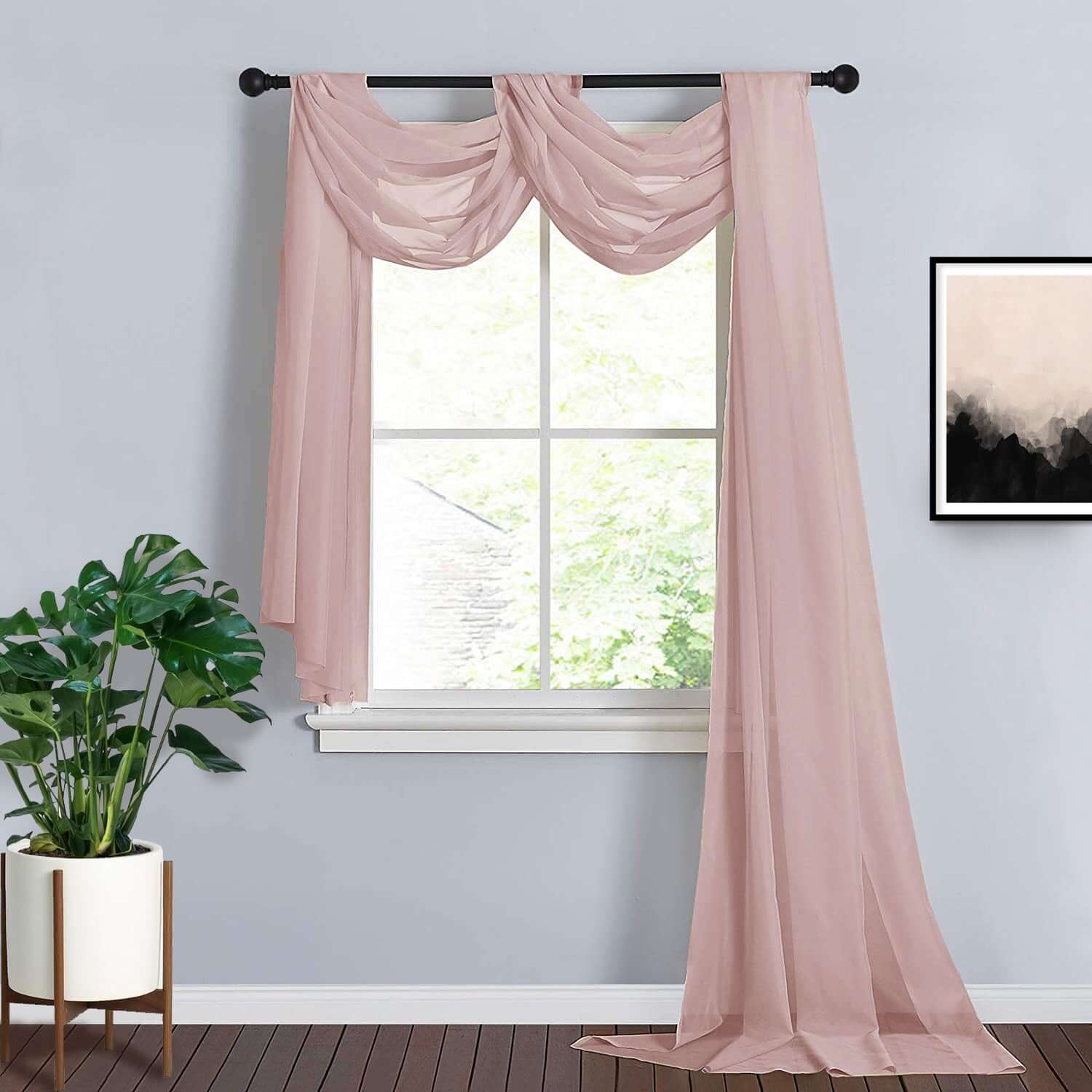 Blush Sheer Organza Wedding Arch Draping Fabric, Long Curtain Backdrop Window Scarf Valance 18ft