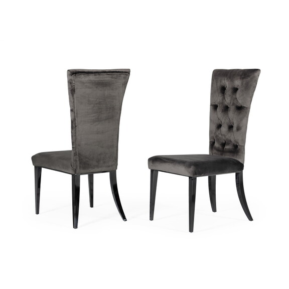 Modrest Darley Modern Grey Velvet Dining Chair Set...