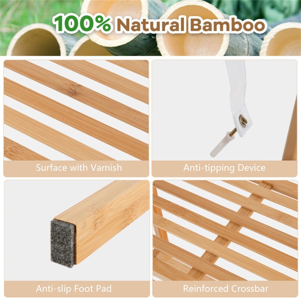 4 Tier Bamboo Ladder Bookshelf Natural Color