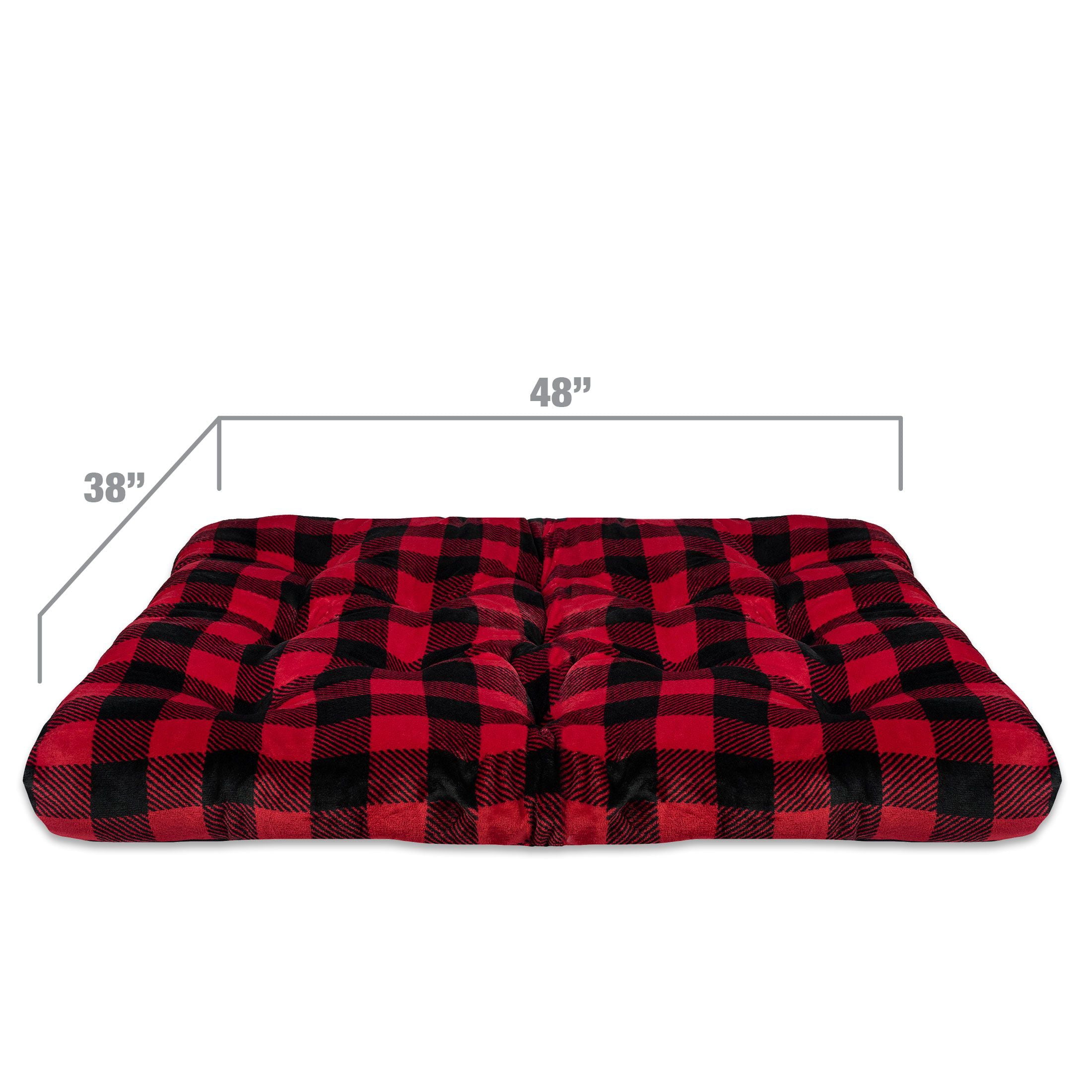 Vibrant Life Extra Large Dog Bed, Plush Tufted Red Buffalo Plaid