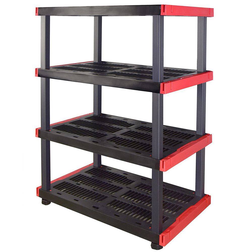 Black 4-Tier Plastic Garage Storage Shelving Unit (40 in. W x 55 in. H x 24 in. D) shelve-612