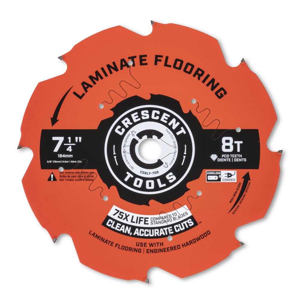 CRESCENT Circular Saw Blade 7 1/4 x 8 Tooth Laminate Flooring ;