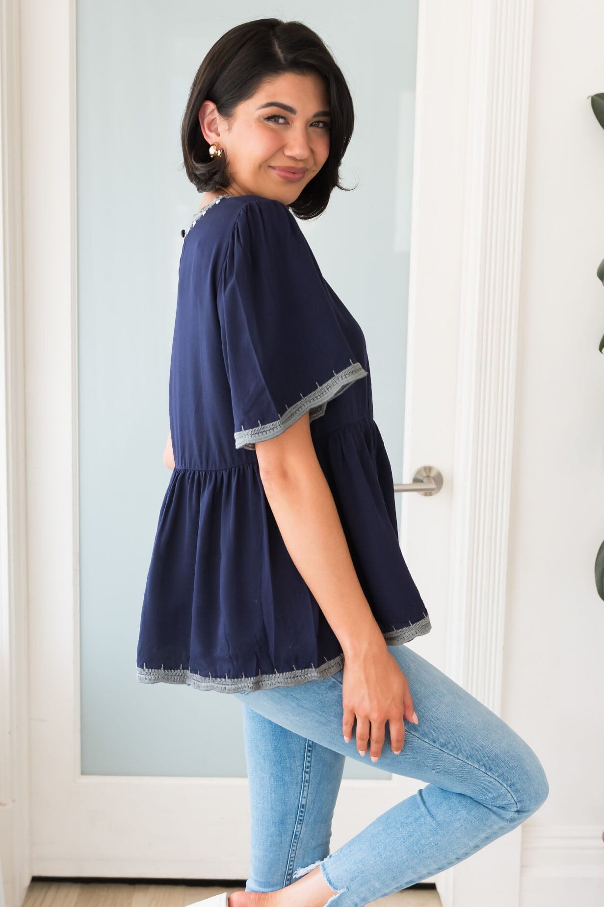 Predicting Joy Ahead Modest Peplum Blouse