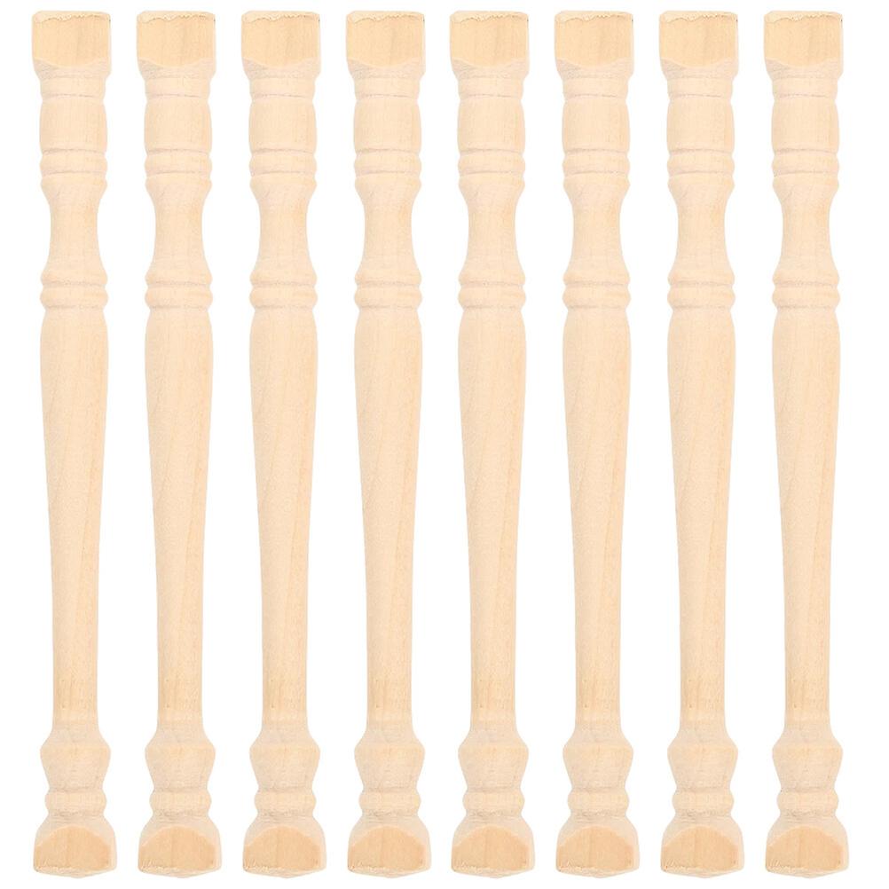 8pcs Mini Wood Roman Pillars Model Mini House Pillar Micro Landscape Pillar Decoration